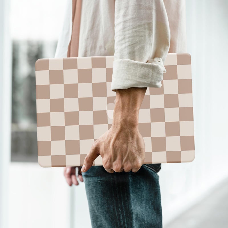 BYCeKe Compatible with MacBook Air 13 inch Case 2022 2021-2018 M1 A2337 A2179 A1932  MacBook Air M1 Case  Checkered Textured Plastic Hard Shell Case & Keyboard Cover for Mac Air 13  Checkerd Neutral - Image 3